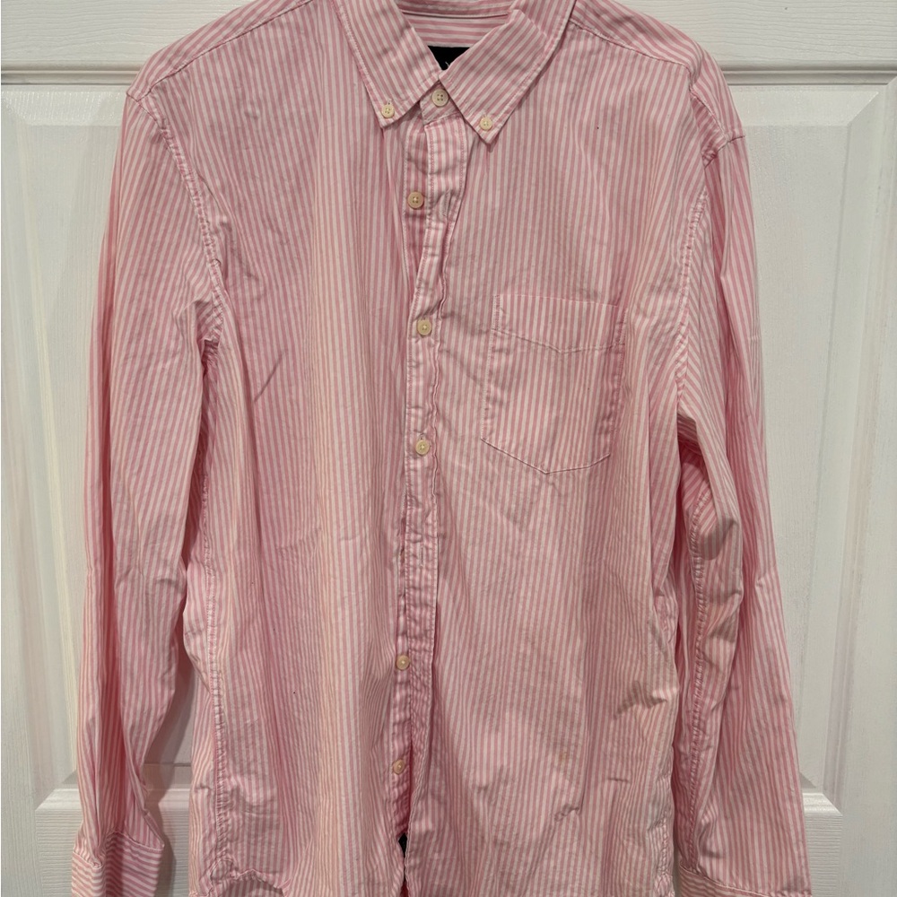 American Eagle Outfitters Pink Striped Casual Shirt